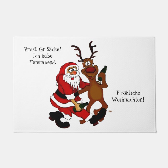 Felpudo Santa Claus con alce - espuma (Anverso)