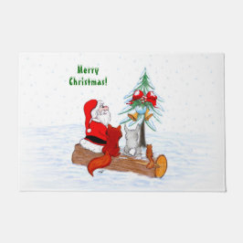 Felpudo Santa Claus con Fox de Conejo y Squirrel