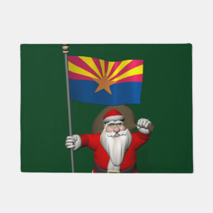 Felpudo Santa Claus Patriótico Con Bandera De Arizona