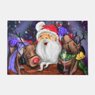 Felpudo Santa con renos Navidades divertidos Doormat