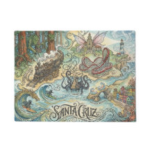 Santa Cruz California Mapa Ilustrado Mítico
