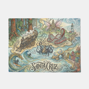Felpudo Santa Cruz California Mapa Ilustrado Mítico