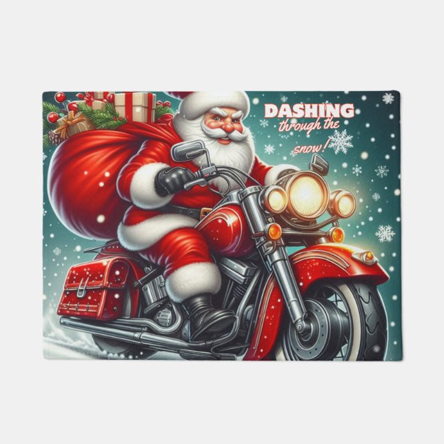 Felpudo Santa en una motocicleta (Anverso)