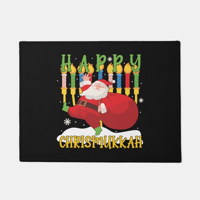 Felpudo Santa Happy Chrismukkah Funny Hanukkah Navidades (Anverso)