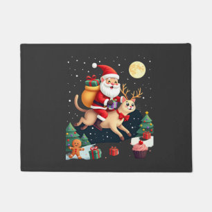 Felpudo Santa montando Reno Gato Siamés Árbol de Navidad L