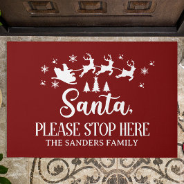 Felpudo Santa Please Stop Here Funny Christmas