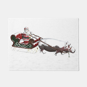Felpudo Santa Sled Borrada Por Hipopótamo