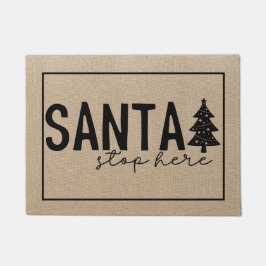 Felpudo Santa Stop Here with Christmas Tree Doormat