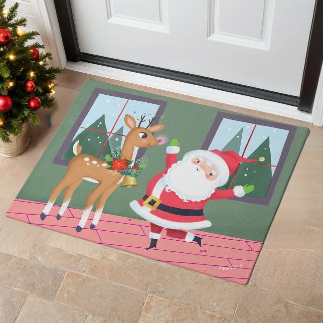 Felpudo Santa y Rudolph Rojo y Verde (Subido por el creador)