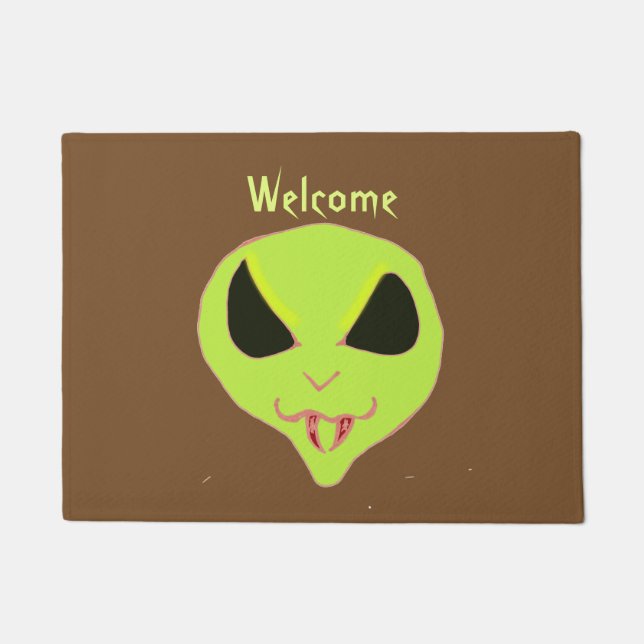 Felpudo Scary Alien Face Welcome Doormat (Anverso)