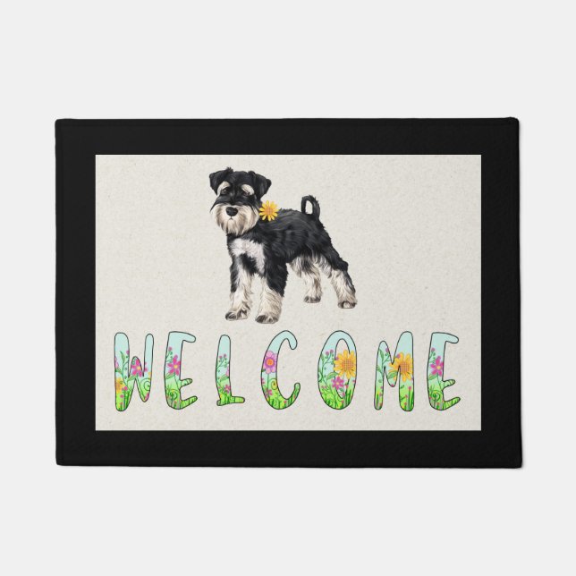 Felpudo Schnauzer Floral Door Mat (Anverso)