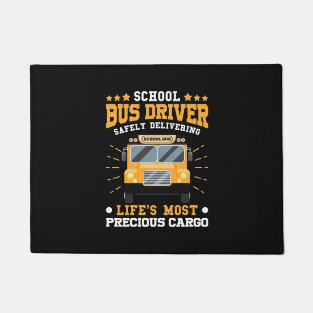 Felpudo School Bus Driver Safely Delivering (Anverso)