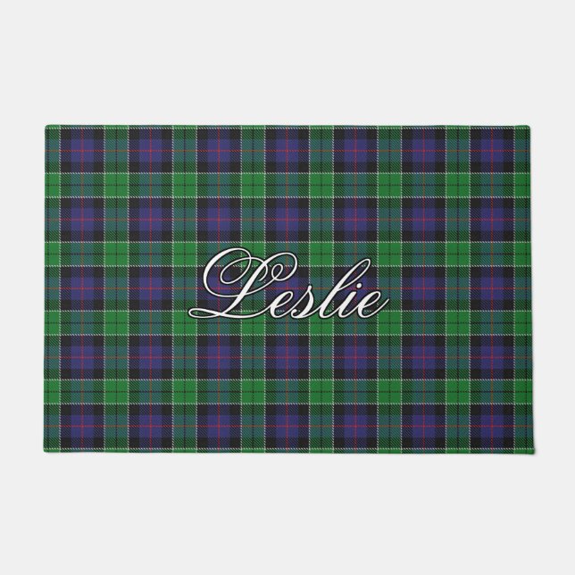 Felpudo Scots Vista Clan Leslie Hunting Tartan Plaid (Anverso)