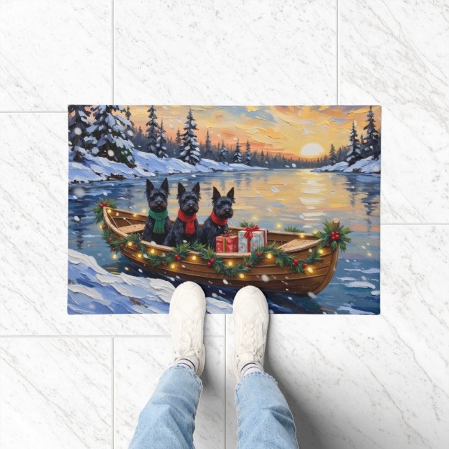 Felpudo Scottish Terrier Christmas Boat Holiday (Interior)