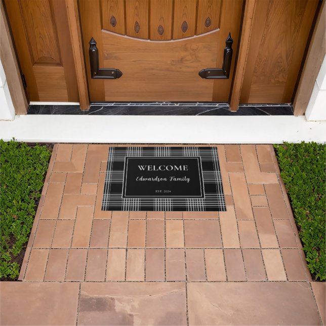 Felpudo Se establece un monograma de bienvenida rusoplo de (Exterior)