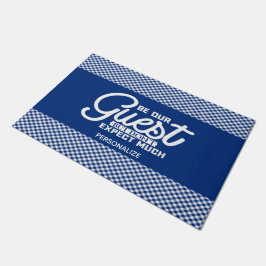 Felpudo Sea nuestro invitado Blue Gingham Doormat