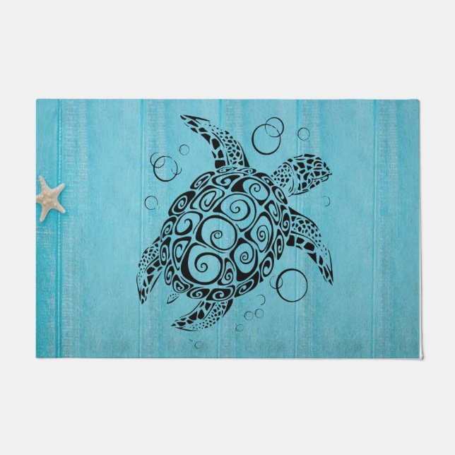 Felpudo Sea Turtle doormat, Coastal doormat, Beach House (Anverso)