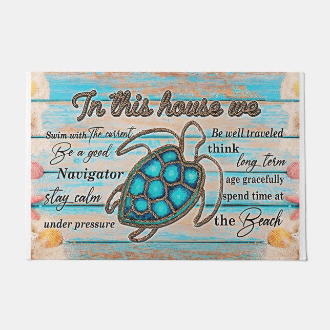 Felpudo Sea Turtle doormat, Front doormat, Coastal doormat (Anverso)