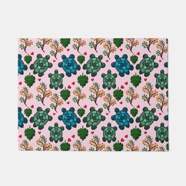 Felpudo Sea Turtle Lover Gift, Cute Turtle Pattern, Marine (Anverso)