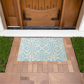 Felpudo Seafoam Green Taupe Brown Hip Bohemian Bali Art