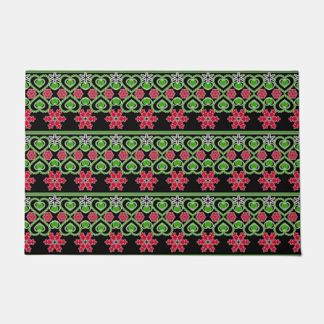 Felpudo Seamless Merry Christmas ornamental snowflake hear (Anverso)