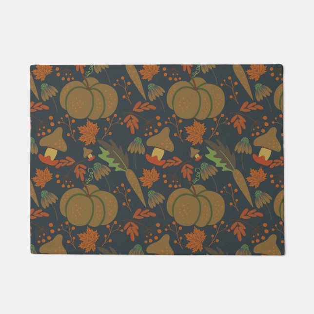 Felpudo Seamless pattern Pumpkin & carrot dark background (Anverso)