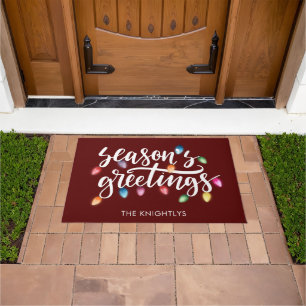 Felpudo Seasons Greetings Navidades Luces Nombre