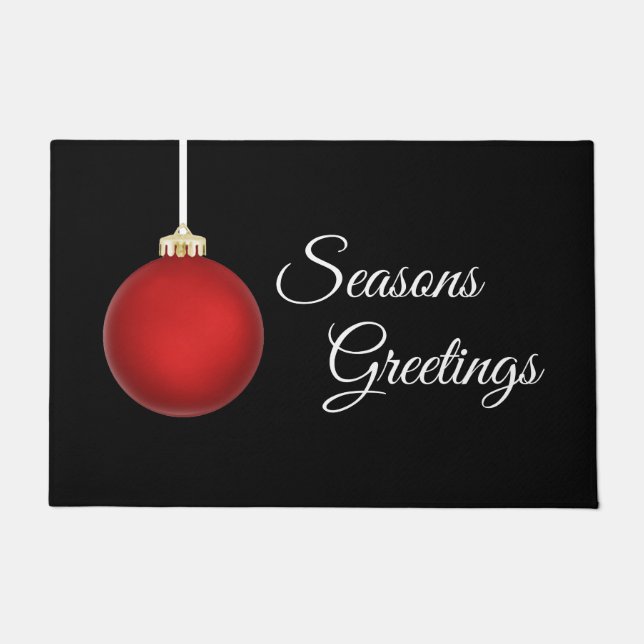 Felpudo Seasons Greetings Red Ornament Door Mat (Anverso)