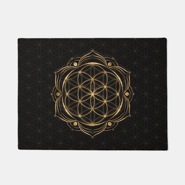 Felpudo Semilla de vida en Lotus - Geometría sagrada (Anverso)