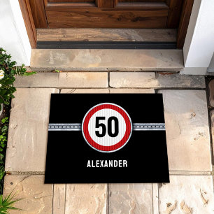 Felpudo Señal de límite de velocidad para cumpleaños 50 -