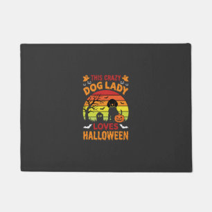 Felpudo Señora Perro Loco Ama Diseño Antiguo de Halloween