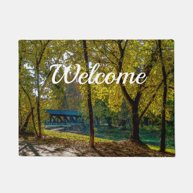 Felpudo Serene Autumn Walk Painterly Welcome Doormat (Anverso)