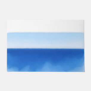 Felpudo Serenidad minimalista de acuarela azul del horizon