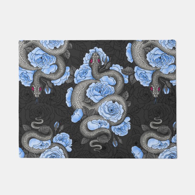 Felpudo Serpientes y rosas azules (Anverso)