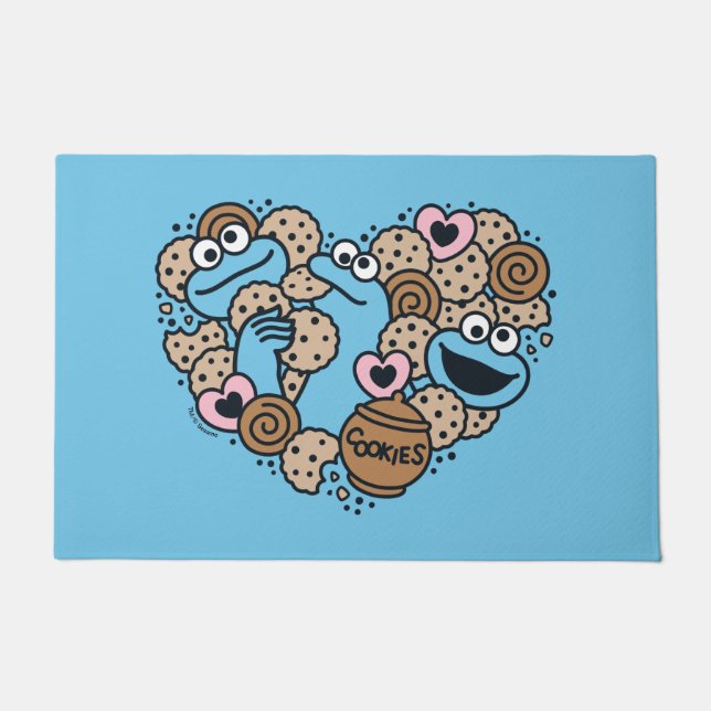 Felpudo Sésamo | Cookie Monster Doodle Heart (Anverso)
