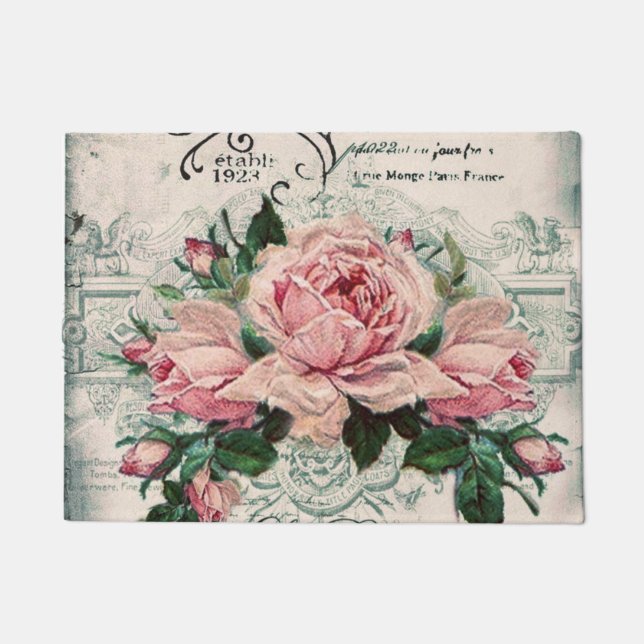 Felpudo shabby chic, desoupage, victoriano, moda francesa, (Anverso)