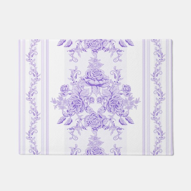 Felpudo Shabby chic,lavender,toile,patrón,floral,Victoria (Anverso)