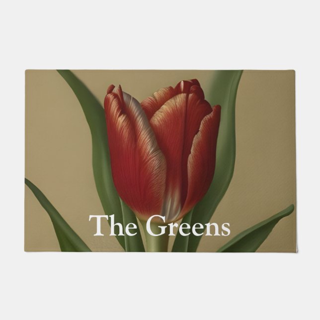 Felpudo Shabby Chic Lovely Red Tulip (Anverso)