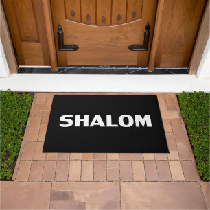 Felpudo Shalom, Paz, moderno blanco y negro