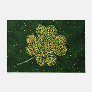 Felpudo Shamrock irlandés con cuatro hojas de trono