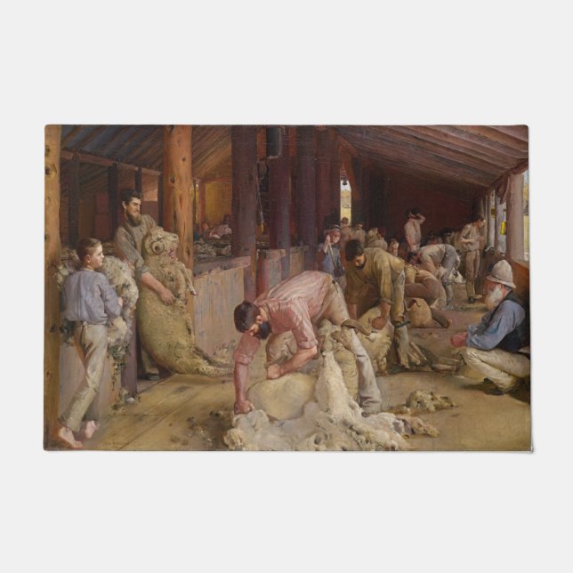Felpudo Shearing the Rams (Arte Australiano) (Tom Roberts) (Anverso)