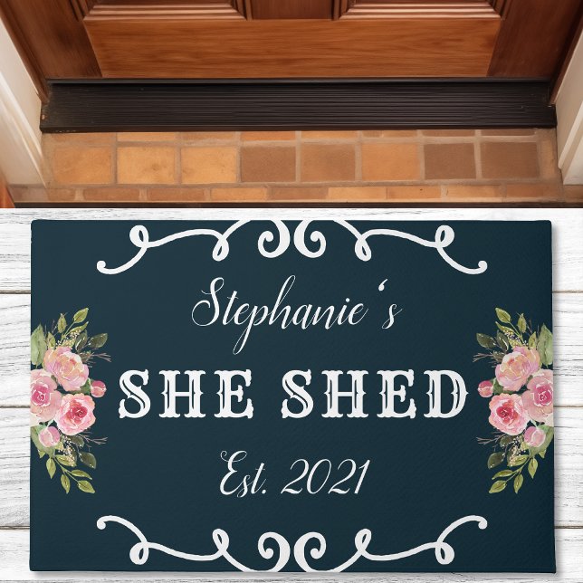 Felpudo Shed Floral Year Estableció Cute Navy Blue (Subido por el creador)