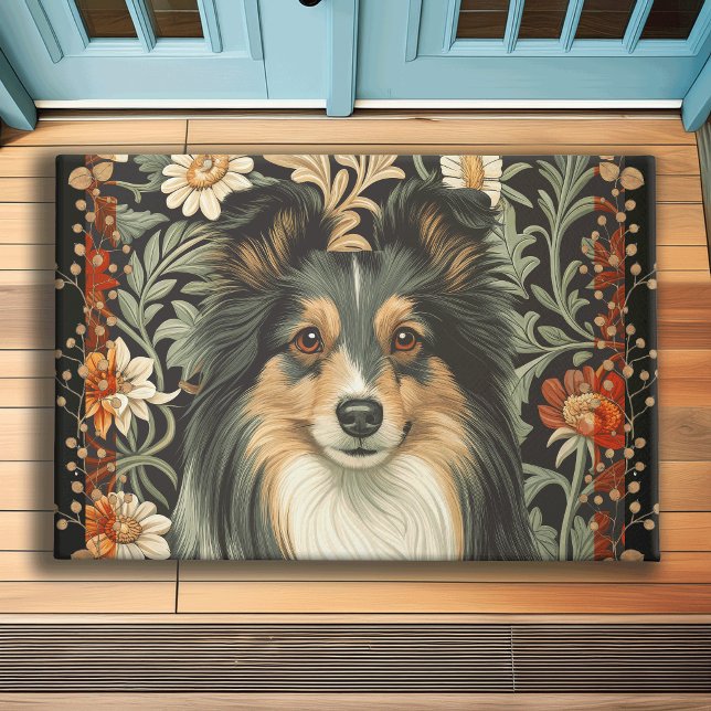 Felpudo Sheltie or Collie Dog in William Morris Style (Subido por el creador)