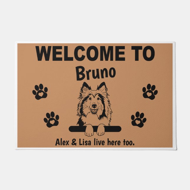 Felpudo Sheltie Welcome Personalized Custom Fußmatte  (Anverso)