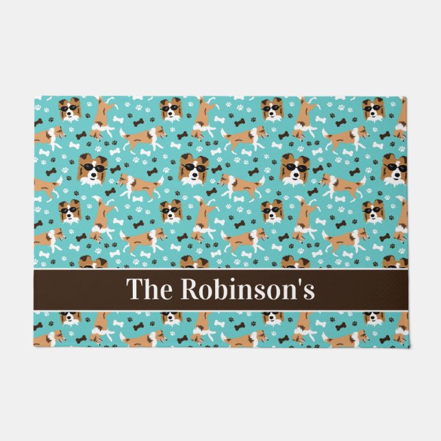 Felpudo Shelties Shetland Sheepdog Dog Collie Personalizad (Anverso)