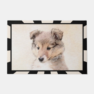 Felpudo Shetland Sheepdog Puppy Pintura Original Perro Art