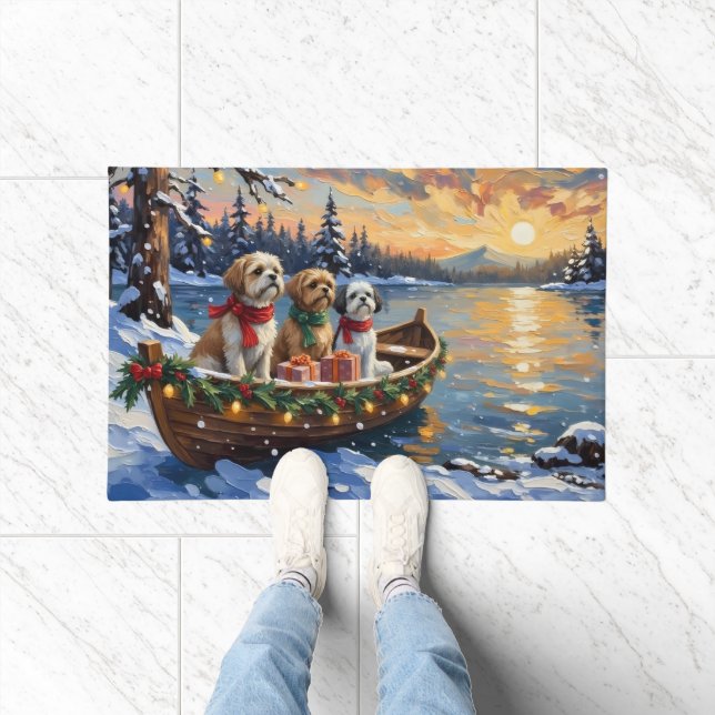 Felpudo Shih Tzu Christmas Boat Holiday (Interior)