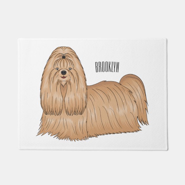 Felpudo Shih tzu personalizado de pelo largo ilustracion (Anverso)