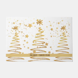 Felpudo Shimmery elegantes Navidades de árbol de oro blanc