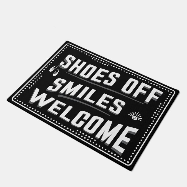 Felpudo Shoes Off Smiles Bienvenido a un mensaje agradable (Angular)